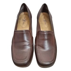 Duck Head Brittany Brown Block Heel Loafers Womens 7.5M Square Toe Slip On Shoes